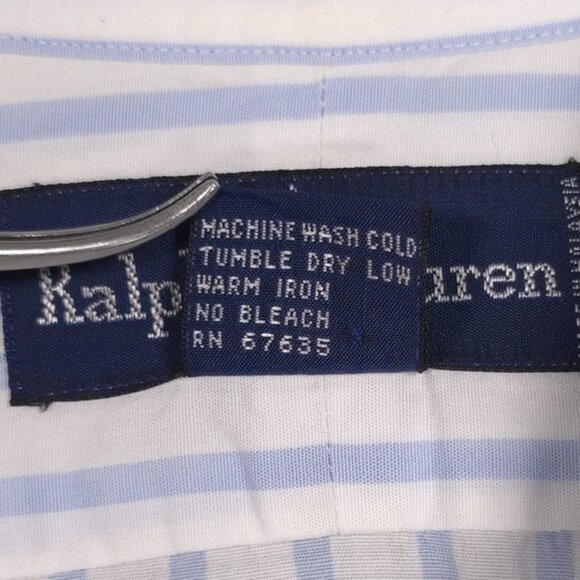 RALPH LAUREN Women's Striped Button Up Shirt Size 8 Cotton Blue White - Picture 9 of 9